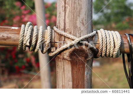 old rope on bamboo pole, Vintage streetlights 60811441