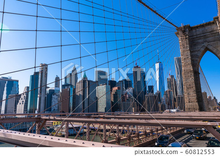 "New York" Manhattan skyscrapers, Brooklyn Bridge 60812553