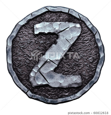Capital letter Z made of forged metal in the center of coin isolated on white background. 3d 60812618