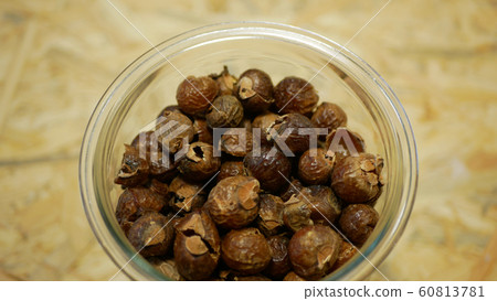 Soap nuts Indian soapberry or washnut glass jar cup, Sapindus mukorossi reetha or ritha from the soap tree shells are used to wash clothes to put drum washing machines. Nuts saponin plant fruit seeds Soap nuts Indian soapberry or washnut glass jar cup, Sapindus mukorossi reetha or ritha from the soap tree shells are used to wash clothes to put drum washing machines. Nuts saponin plant fruit seeds 60813781