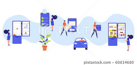 People order in smart phone app, pay delivery food 60814680