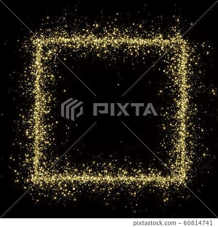 Golden Glitters Square Frame - 3D Rendered Shining Sparkles 60814741