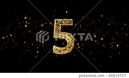 Luxury Golden Glitter Number 5 - 3D Rendered Shining Sparkles Luxury Golden Glitter Number 5 - 3D Rendered Shining Sparkles 60814757