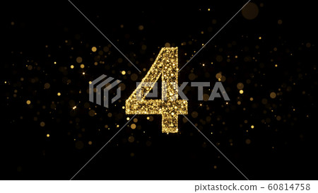 Luxury Golden Glitter Number 4 - 3D Rendered Shining Sparkles Luxury Golden Glitter Number 4 - 3D Rendered Shining Sparkles 60814758