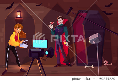 Filming movie about vampire cartoon concept 60815220