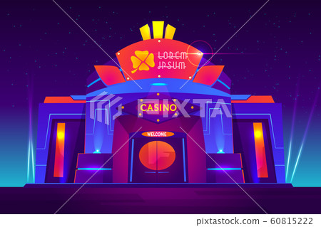 Casino night exterior with neon lights 60815222