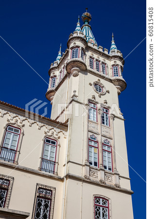 Tower of the Sintra Town Hall building against a beautiful blue sky 60815408