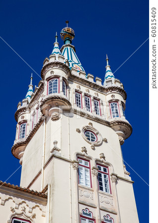 Tower of the Sintra Town Hall building against a beautiful blue sky 60815409
