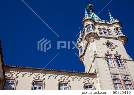 Tower of the Sintra Town Hall building against a beautiful blue sky 60815410