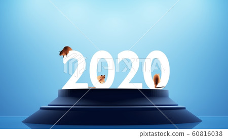 3D rendering of the 2020 New Year of rat sign background. 3D rendering of the 2020 New Year of rat sign background. 60816038