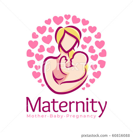 Pregnant care logo protection mom and baby Vector Image