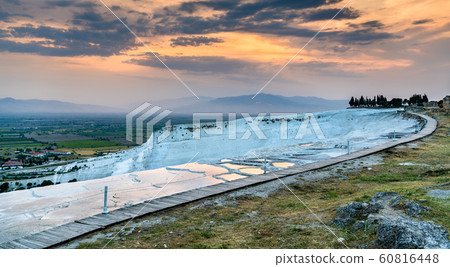 Travertine pools and terraces at Pamukkale in Turkey 60816448