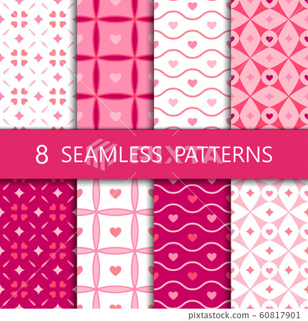Set of pink heart seamless pattern, vector illustration 60817901