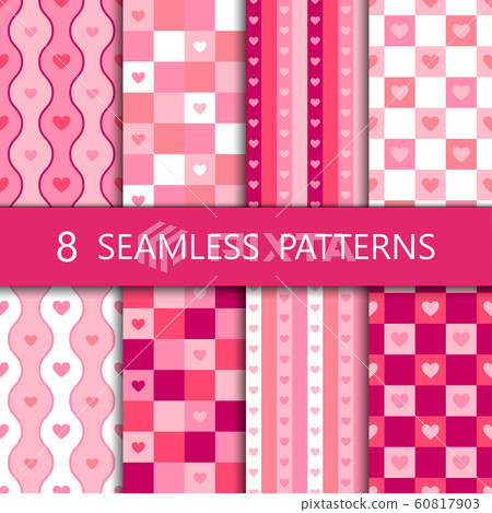 Set of pink heart seamless pattern, vector illustration Set of pink heart seamless pattern, vector illustration 60817903