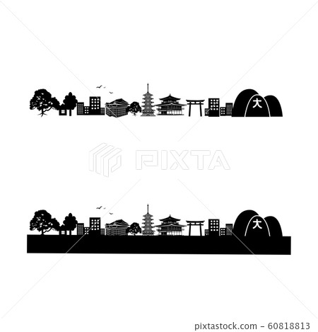 Kyoto cityscape silhouette 60818813