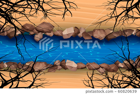 Top View River In The Desert Stock Illustration