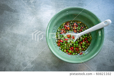 Sliced chili in fish sauce the delicious spicy side dishes of Thai foods 60821102