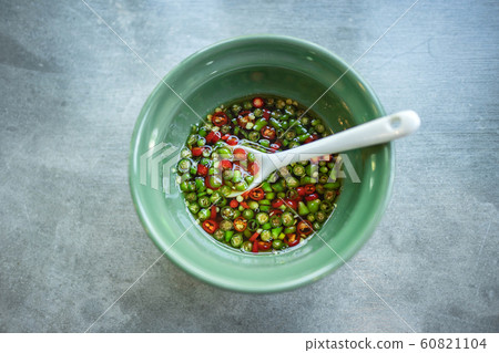 Sliced chili in fish sauce the delicious spicy side dishes of Thai foods 60821104