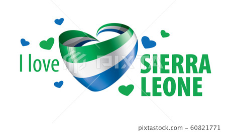 The national flag of the Sierra Leone and the inscription I love Sierra Leone. Vector illustration 60821771