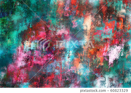 Abstract painting. Brushstrokes , spots of paint. Multicolored background. Painted rouge texture. Artistic canvas.  Modern art. 60823329