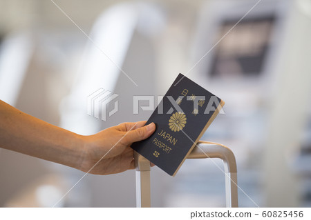 Airport Check-in counter Passport Women's hand 60825456