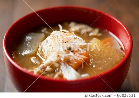 Miso soup with pork and vegetables Miso soup with pork and vegetables 60825531