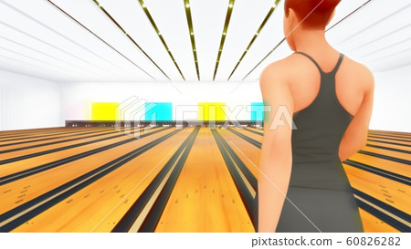 Bowling alley with people illustration 3-46 60826282
