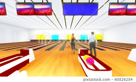 Bowling alley with people illustration 3-44 60826284