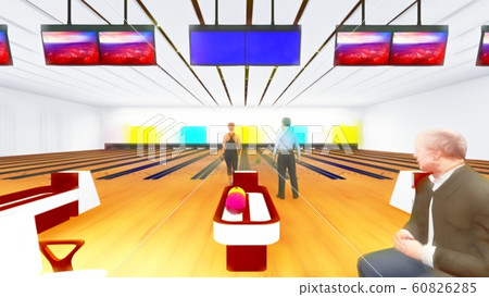 Bowling alley with people illustration 3-43 60826285