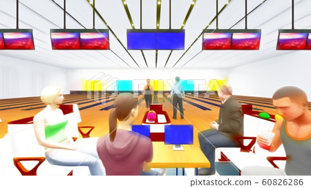 Bowling alley with people illustration 3-42 60826286