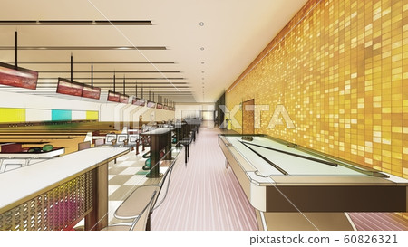 Bowling alley with people illustration 3-34 60826321