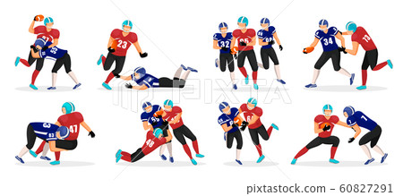 American Football Game Set of Players in Motion 60827291