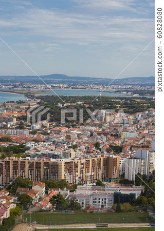 Aerial view of Almada municipality near Lisbon, Portugal 60828080