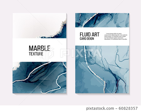 Liquid navy watercolor blob, abstract blue pigment in watercolor art background. Vintage style 60828357