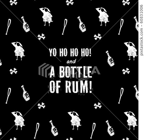 Crow pirate bottle rum bones black and white frame border poster 60831006