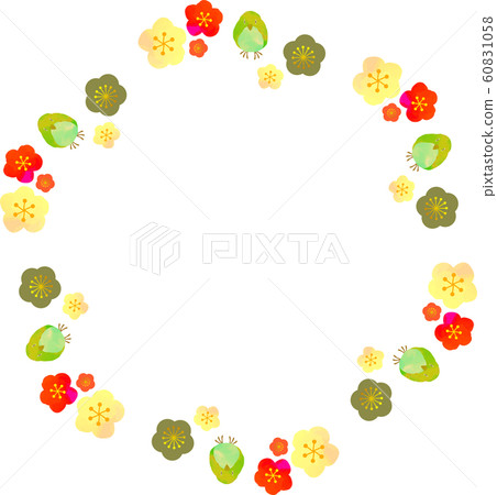 紅白梅花圖 梅花圖示紅白梅花花瓣插畫可愛紅色邊框標記素材-插圖素材