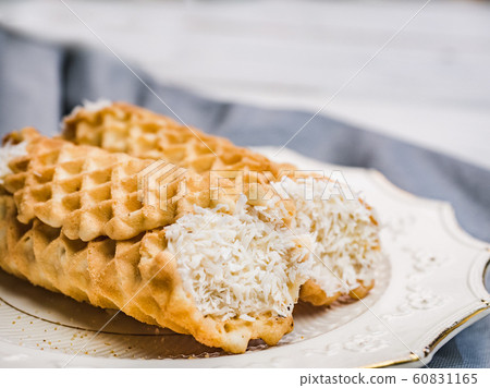 Fresh homemade pastries. Close up, side view 60831165