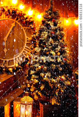 Christmas tree lights reflecting from glass balls Christmas tree lights reflecting from glass balls 60831318