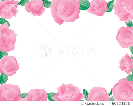 Pink rose frame illustration - Stock Illustration [60833308] - PIXTA
