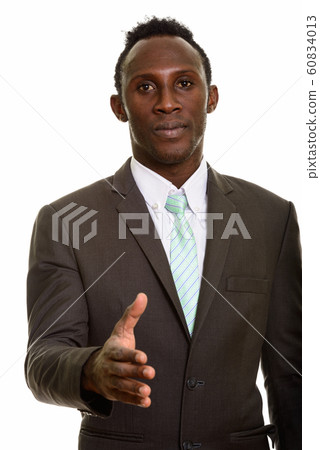 Young black African businessman giving handshake Young black African businessman giving handshake 60834013