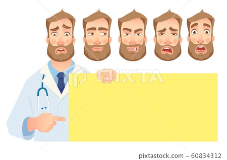 doctor holding blank banner - set doctor holding blank banner - set 60834312