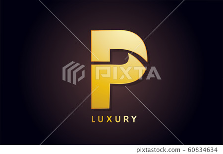 golden P luxury alphabet letter logo design icon - Stock Illustration ...