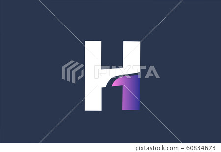 pink alphabet blue H letter logo design icon for - Stock Illustration ...