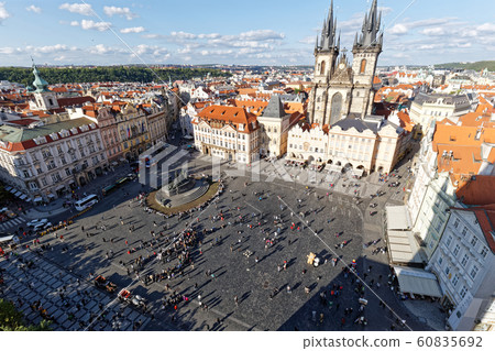 布拉格城市景觀舊市政廳景色從鐘樓看 60835692