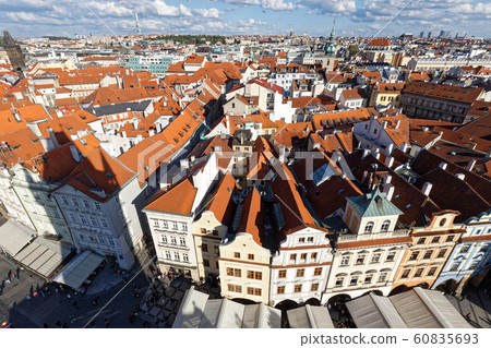 布拉格城市景觀舊市政廳景色從鐘樓看 60835693