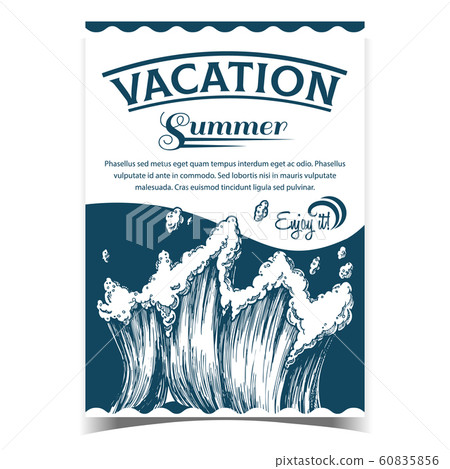 Rushing Tropical Sea Marine Wave Poster Vector Rushing Tropical Sea Marine Wave Poster Vector 60835856