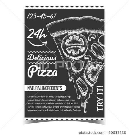 Vegetable Pizza Italian Slice Piece Poster Vector 60835888