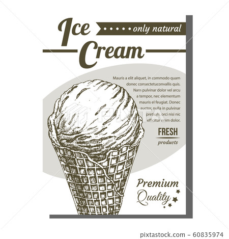 Ice Cream In Waffle Cornet Snow Cone Banner Vector Ice Cream In Waffle Cornet Snow Cone Banner Vector 60835974