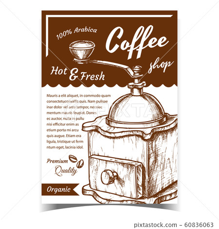 Ancient Wooden Manual Coffee Grinder Poster Vector - Stock Illustration ...