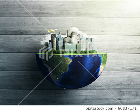 Urbanization concept with globe and city on 60837171